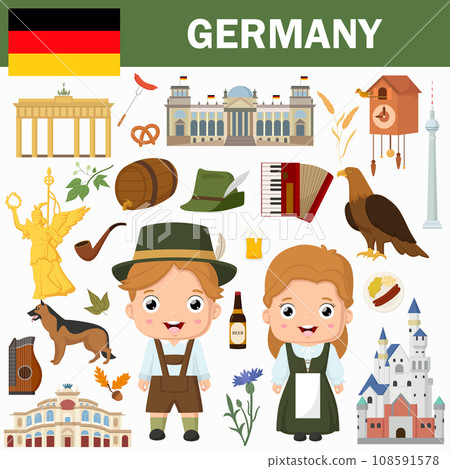 Set of Germany famous landmarks 108591578