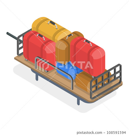3D Isometric Flat Vector Set of Car Roof Storage. Item 4 108591594