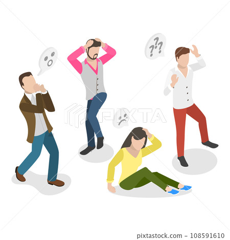 3D Isometric Flat Vector Illustration of Shocked, Frightened, Scared Character. Item 2 3D Isometric Flat Vector Illustration of Shocked, Frightened, Scared Character. Item 2 108591610