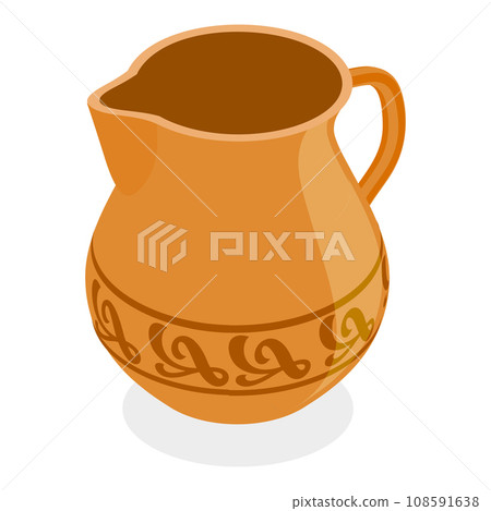 3D Isometric Flat Vector Set of Vintage Ceramic Items. Item 3 108591638