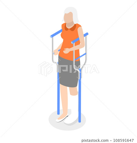 3D Isometric Flat Vector Set of Disabled Senior People. Item 4 108591647