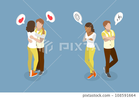 3D Isometric Flat Vector Set of Man and Woman Couple 3D Isometric Flat Vector Set of Man and Woman Couple 108591664