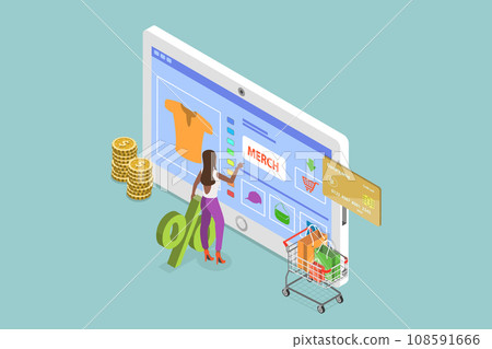 3D Isometric Flat Vector Illustration of Individual Merch 3D Isometric Flat Vector Illustration of Individual Merch 108591666