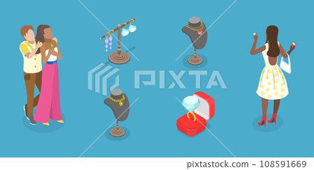 3D Isometric Flat Vector Illustration of Jewelry Shop 3D Isometric Flat Vector Illustration of Jewelry Shop 108591669