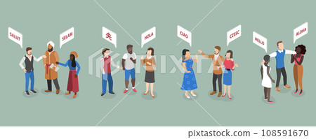 3D Isometric Flat Vector Illustration of International Communication 108591670