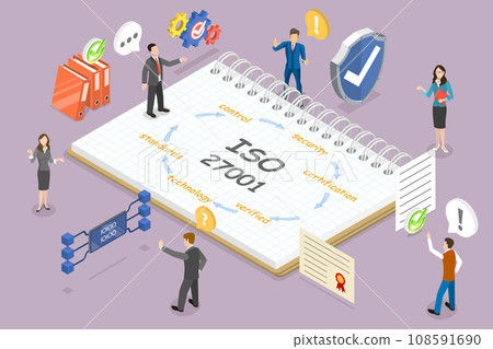 3D Isometric Flat Vector Illustration of ISO27001 108591690