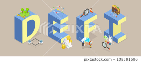 3D Isometric Flat Vector Illustration of DeFi 108591696