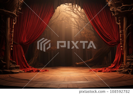 Theater background with wood stage and curtains. 108592782
