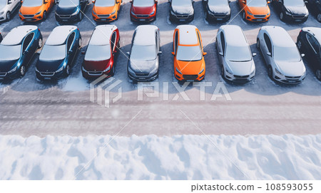汽車上積雪、停車場、冬季景觀、AI 生成圖像 汽車上積雪、停車場、冬季景觀、AI 生成圖像 108593055
