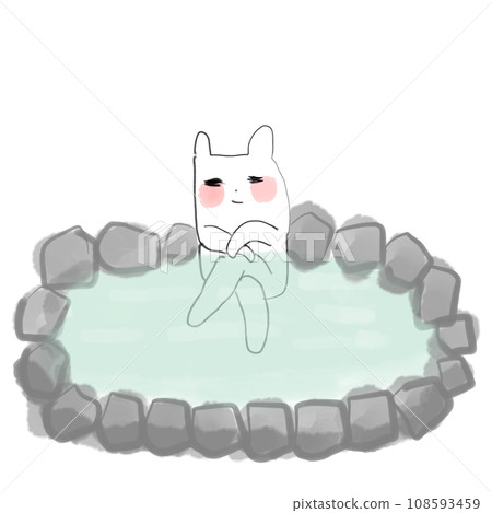 Illustration of a rabbit relaxing in an open-air bath Illustration of a rabbit relaxing in an open-air bath 108593459
