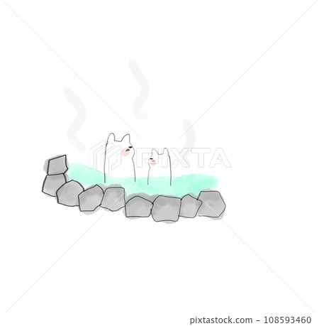 Rabbits relaxing in the open-air bath Rabbits relaxing in the open-air bath 108593460