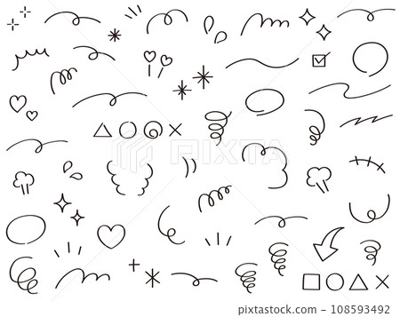 簡單的裝飾插圖集。向量，心，可愛 108593492