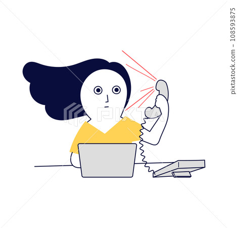 A female operator working at a customer center who responds to complaints calls from complainers as an adult. A female operator working at a customer center who responds to complaints calls from complainers as an adult. 108593875
