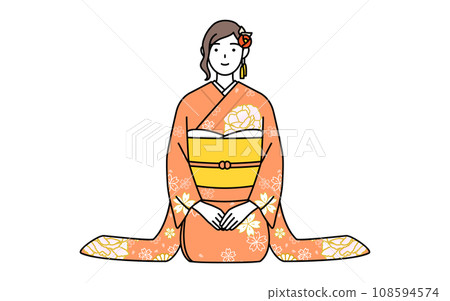 A woman giving a New Year's greeting 108594574