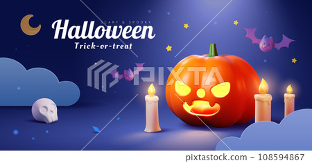 3D Halloween night poster 108594867
