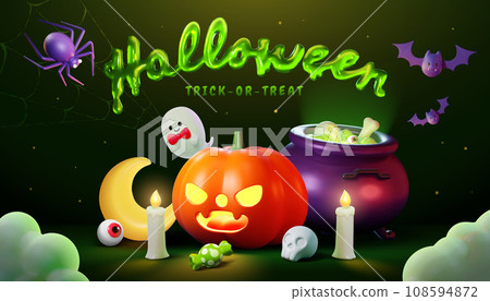 Spooky green Halloween card Spooky green Halloween card 108594872