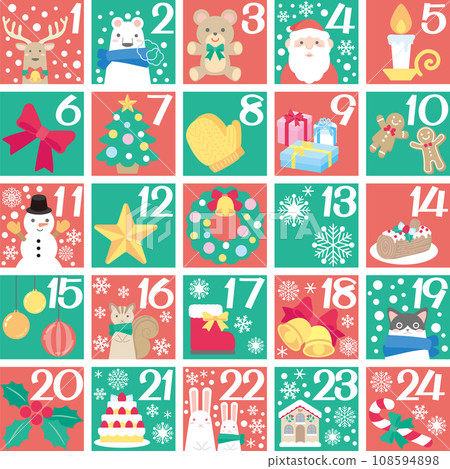 Christmas_Advent calendar illustration tile with date 108594898