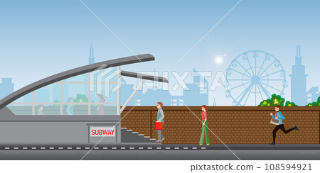 People commuting in subway metro station. 108594921
