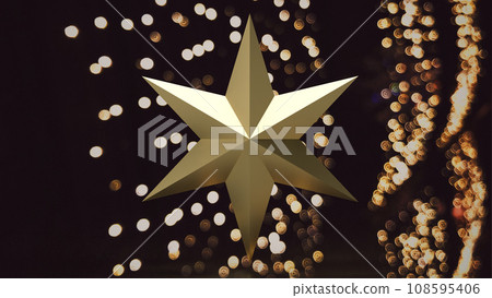 The Gold Christmas star for holiday or celebration concept 3d rendering. The Gold Christmas star for holiday or celebration concept 3d rendering. 108595406
