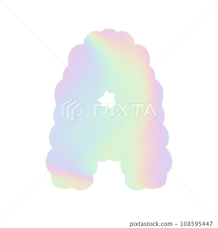 Holographic y2k Alphabet Cloud Bubble Cute Typography pastel colorful Trendy Retro childish for birthday nursery baby shower 108595447