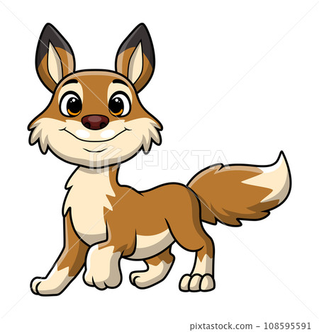 Cute coyote cartoon on white background 108595591