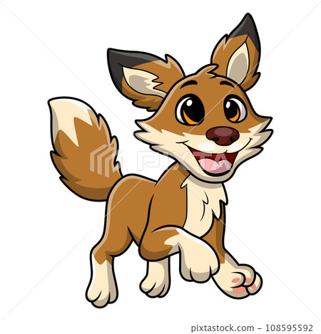 Cute coyote cartoon on white background 108595592