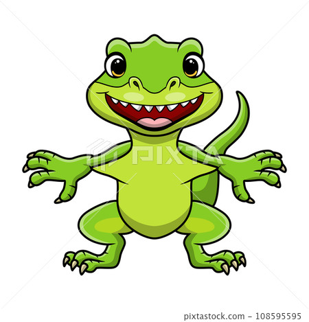 Cute monitor lizard cartoon on white background Cute monitor lizard cartoon on white background 108595595