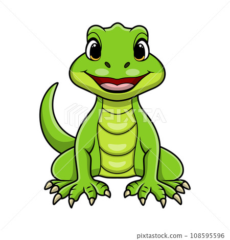 Cute monitor lizard cartoon on white background 108595596