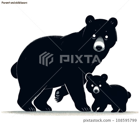 Simple illustration of cute bear parent and child Simple illustration of cute bear parent and child 108595799