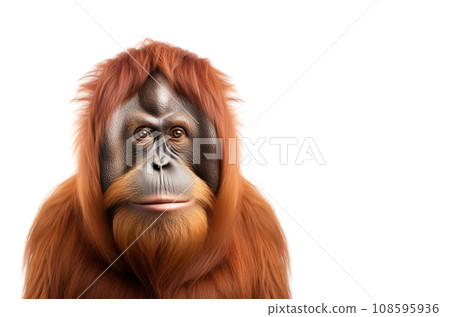 Image of big male orangutan orange monkey on white background. Wildlife Animals. Image of big male orangutan orange monkey on white background. Wildlife Animals. 108595936