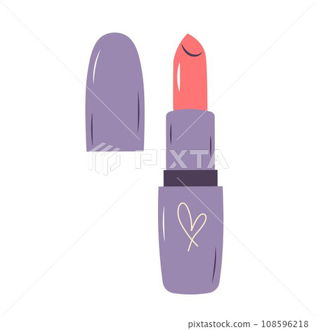 Pink lipstick. Open cosmetic tube. Fashion glamour makeup icon. Pink lipstick. Open cosmetic tube. Fashion glamour makeup icon. 108596218
