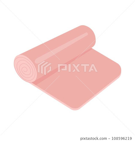 Rolled Yoga Mat. Healthy lifestyle, lose weight, sport, fitness, diet concept. Flat cartoon illustration. 108596219