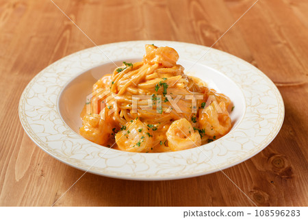 Prawn tomato cream pasta Prawn tomato cream pasta 108596283