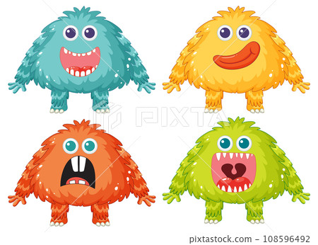 Adorable Cartoon Alien Monster Character Illustration 108596492