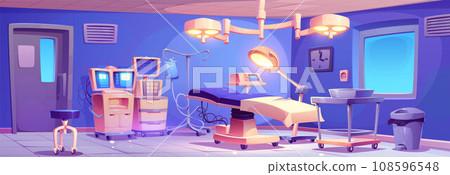 Surgery room interior with operation equipment Surgery room interior with operation equipment 108596548