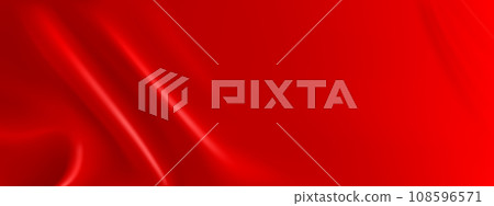 Red silk fabric with flow liquid waves effect 108596571