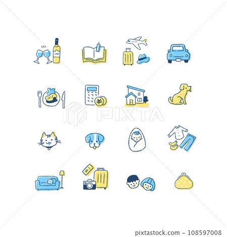 各種生活用品/生活方式圖標集 108597008