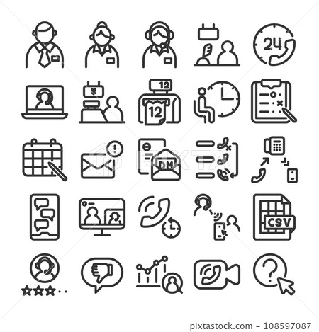 Customer service Online customer service Teleappointment Customer management icon set Customer service Online customer service Teleappointment Customer management icon set 108597087
