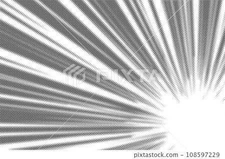 Radial halftone lines background. Comic manga dotted pattern. Cartoon zoom effect with sunrays or bang burst. Vector. Radial halftone lines background. Comic manga dotted pattern. Cartoon zoom effect with sunrays or bang burst. Vector. 108597229