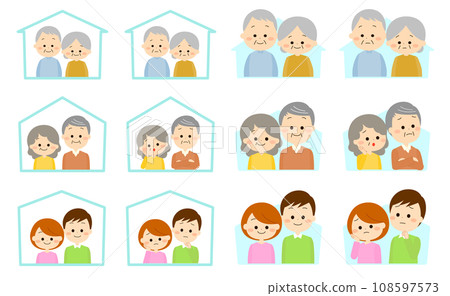 年輕夫婦,老夫婦,老年夫婦圖示集 年輕夫婦,老夫婦,老年夫婦圖示集 108597573