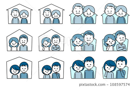 年輕夫婦,老夫婦,老年夫婦圖示設定簡單 年輕夫婦,老夫婦,老年夫婦圖示設定簡單 108597574
