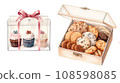 Dessert gift box in watercolor illustrations. Generative a 108598085