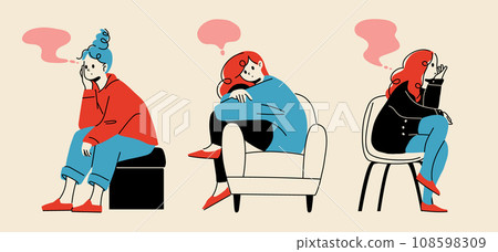 people sitting in chairs thinking 108598309