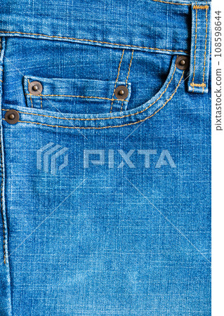 Blue denim Jeans pocket texture background closeup Blue denim Jeans pocket texture background closeup 108598644