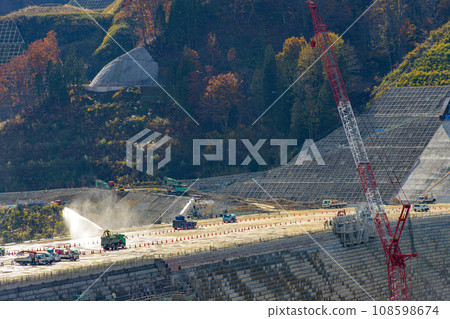 November 2023 Naruse Dam construction site, state-of-the-art dam construction, from the right bank observation deck, Akita Prefecture November 2023 Naruse Dam construction site, state-of-the-art dam construction, from the right bank observation deck, Akita Prefecture 108598674