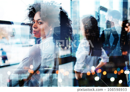 Group of business partner looking for the future. concept of corporate and startup Group of business partner looking for the future. concept of corporate and startup 108598933