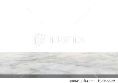 white marble stone table top isolated on white background for product display white marble stone table top isolated on white background for product display 108599026