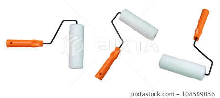 white paint roller isolated on white background white paint roller isolated on white background 108599036