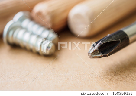 Assembly furniture tool kit with screw dowel and bolt Assembly furniture tool kit with screw dowel and bolt 108599155