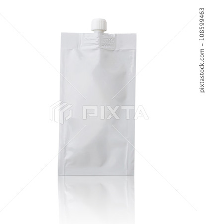 Blank white cosmetic cream sachet with plastic cap isolated on white background 108599463
